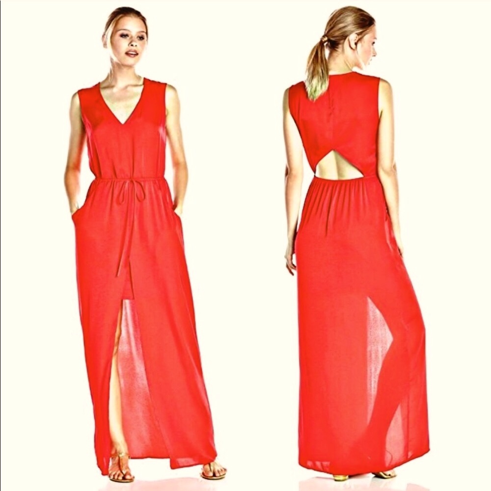 NWT BCBG MAXAZRIA TAREN POPPY SIDE SLIT MAXI DRESS